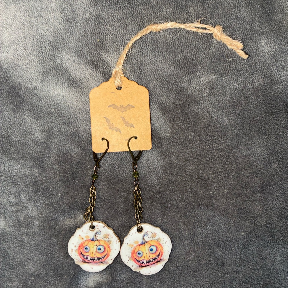 Whimsical Halloween Earrings with Chain